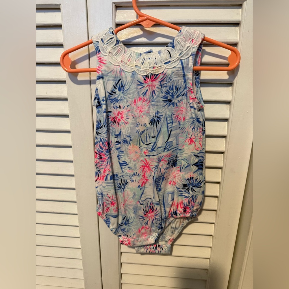 Lilly Pulitzer Baby Romper sailboat in Blue & Pink
